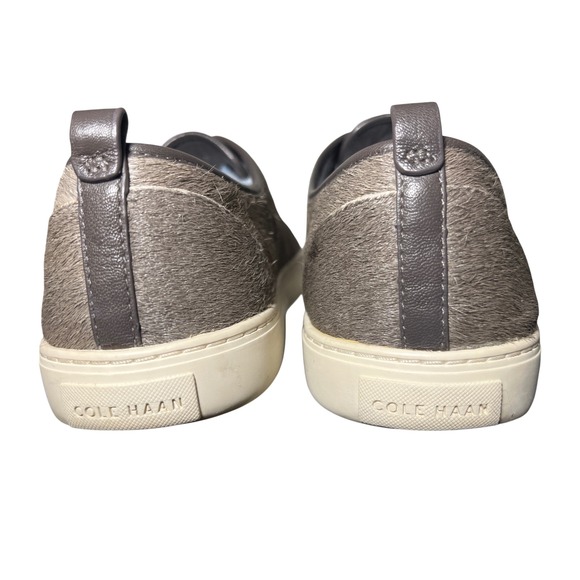 Cole Haan Grand.OS Calf Hair Sneakers Taupe Grey Leather Toe D42696 Womens 8B - Picture 6 of 8